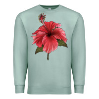 Seafoam Puerto Rican Hibiscus Flower Illustrations Premium Sweatshirt - LillyAllenDesigns