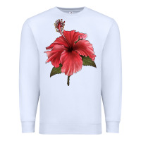 White Puerto Rican Hibiscus Flower Illustrations Premium Sweatshirt - LillyAllenDesigns