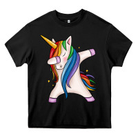 Black dabbing unicorn Heavy Core Tee - MaliasSmallBusiness