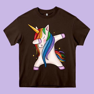 Dabbing Unicorn Heavy Core Tee Designed By Maliassmallbusiness