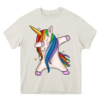 Cream dabbing unicorn Heavy Core Tee - MaliasSmallBusiness