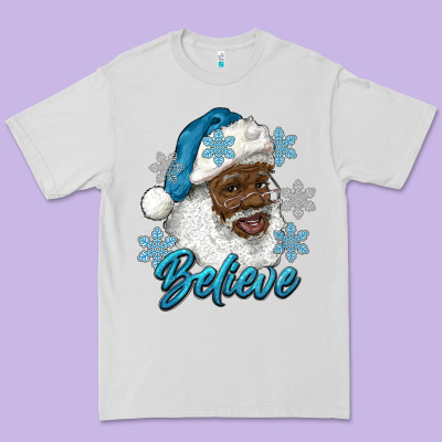 Winter Christmas African American Santa Believe Premium Tee Designed By Ranaportraitstore