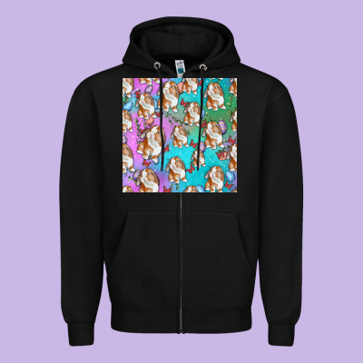 Easter Bunny With Truck Seamless Pattern Zipper Hoodie Designed By Bundleandbundleshop