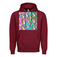 Burgundy Easter Bunny With Truck Seamless Pattern Zipper Hoodie - BundleAndBundleShop