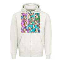 Oatmeal Heather Easter Bunny With Truck Seamless Pattern Zipper Hoodie - BundleAndBundleShop