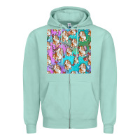 Seafoam Easter Bunny With Truck Seamless Pattern Zipper Hoodie - BundleAndBundleShop