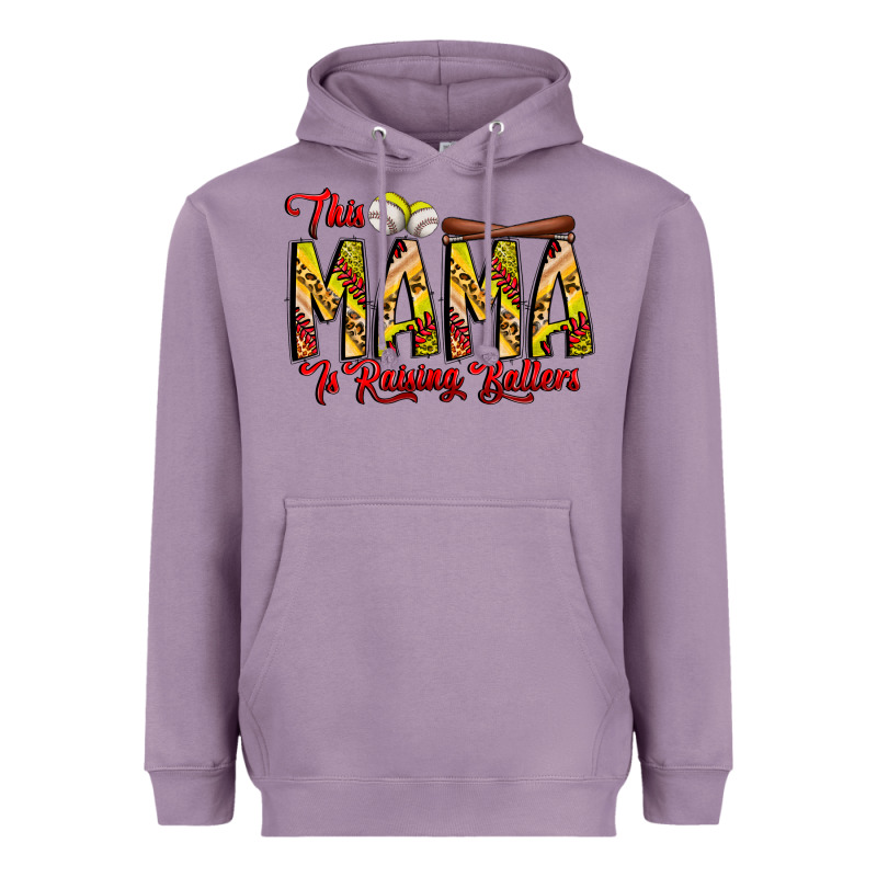 This Mama Is Raising Ballers Softball And Baseball Heavyweight Hoodie by CowhideDigitalArt | Teevron