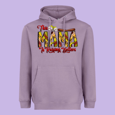 This Mama Is Raising Ballers Softball And Baseball Heavyweight Hoodie Designed By Cowhidedigitalart