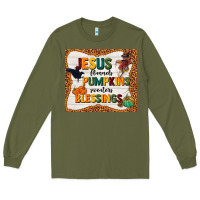 Army Green jesus flannel's pumpkins blessings Long Sleeve Tee - TumblerDesignByShophia