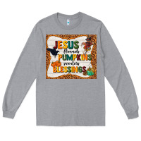 Heather Grey jesus flannel's pumpkins blessings Long Sleeve Tee - TumblerDesignByShophia