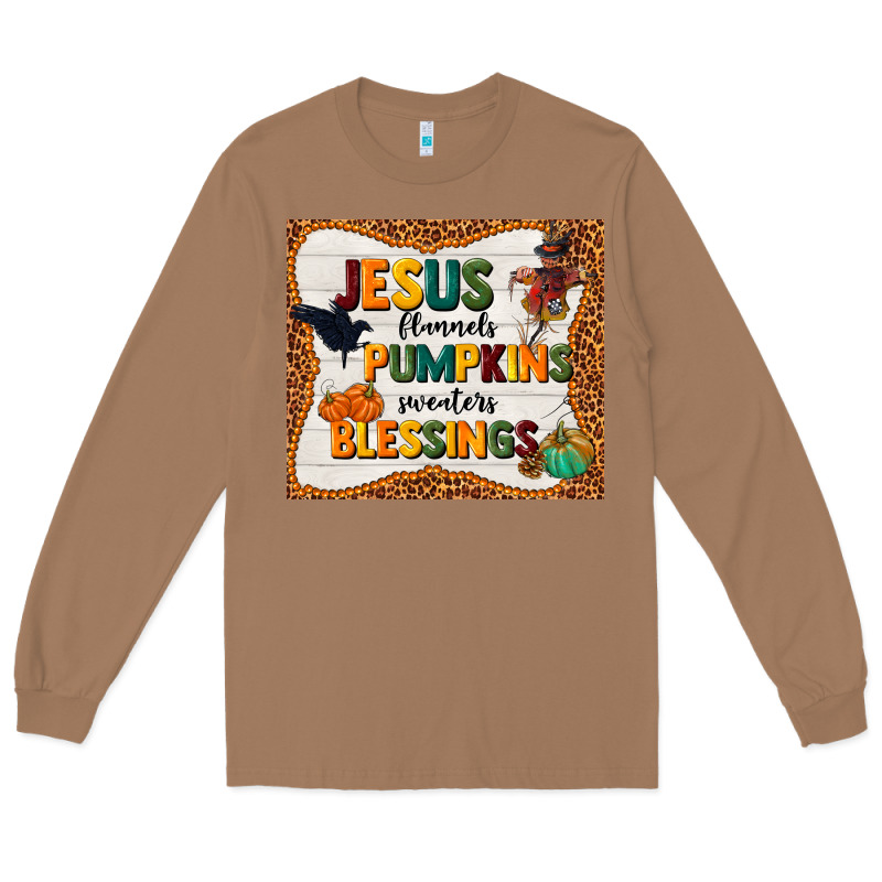 Jesus Flannel's Pumpkins Blessings Long Sleeve Tee by TumblerDesignByShophia | Teevron