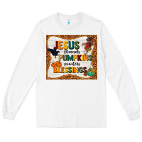 White jesus flannel's pumpkins blessings Long Sleeve Tee - TumblerDesignByShophia