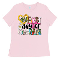 Bubblegum Pink my first day of 6th grade Ladies Tee - NancyCooperArtShop