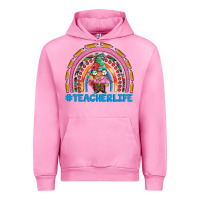 Fuchsia Pink teacherlife and teacher gnome rainbow Urban Hoodie - Artiststas
