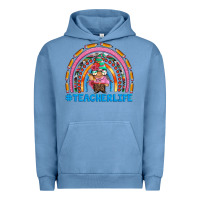 Pigment Pebble Blue teacherlife and teacher gnome rainbow Urban Hoodie - Artiststas