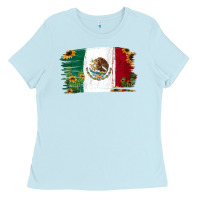Baby Blue Mexican Flag Cactus Sunflower Ladies Tee - Jasminsmagicworld