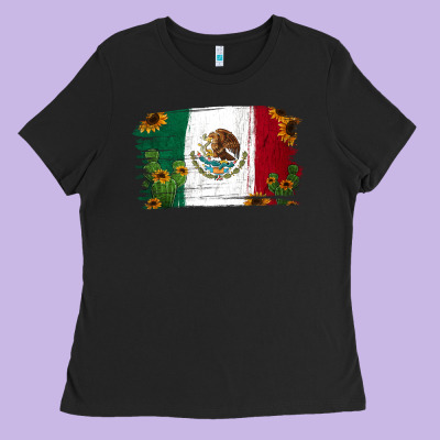 Mexican Flag Cactus Sunflower Ladies Tee Designed By Jasminsmagicworld