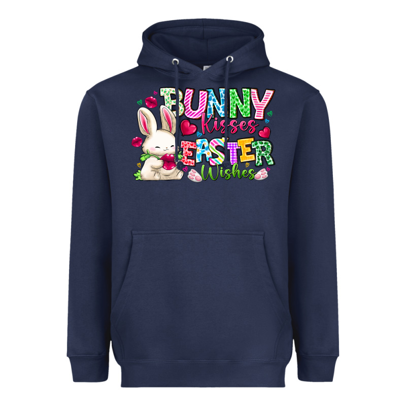 Bunny Kisses Easter Wishes Heavyweight Hoodie by CowhideDigitalArt | Teevron
