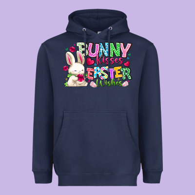 Bunny Kisses Easter Wishes Heavyweight Hoodie Designed By Cowhidedigitalart