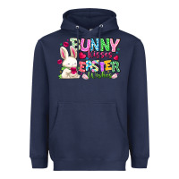 Navy Bunny Kisses Easter Wishes Heavyweight Hoodie - CowhideDigitalArt
