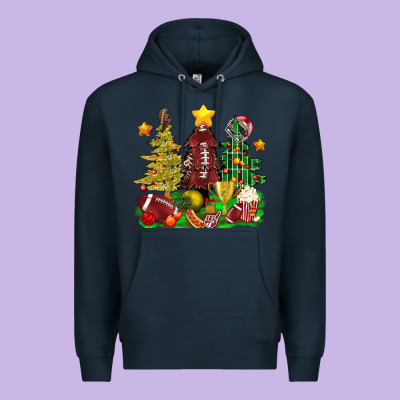 Christmas With American Football Trees Bbs Premium Hoodie Designed By Bundleandbundleshop