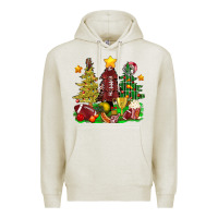 Oatmeal Heather christmas with american football trees bbs Premium Hoodie - BundleAndBundleShop