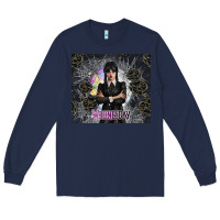 Navy gothic girl with black rose Long Sleeve Tee - TumblerDesignByShophia