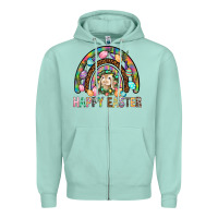 Seafoam Happy Easter Rainbow Zipper Hoodie - BundleAndBundleShop