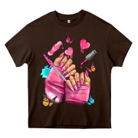 Chocolate Brown pink nail art hand Heavy Core Tee - NancyCooperArtShop