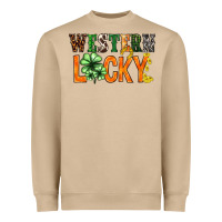 Western Lucky With Clover St. Patricks Day Heavyweight Sweatshirt | Teevron