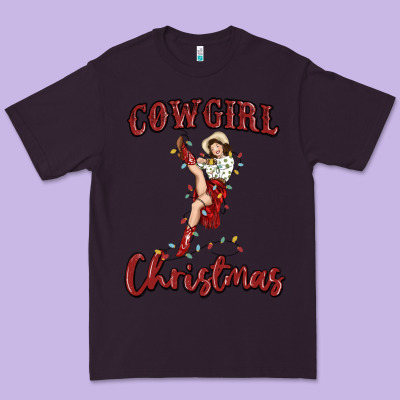 Cowgirl Christmas Premium Tee Designed By Maliassmallbusiness