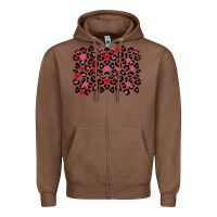 Chestnut valentines day leopard and heart background Zipper Hoodie - FaDigitalArtStudio