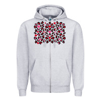 Heather Grey valentines day leopard and heart background Zipper Hoodie - FaDigitalArtStudio