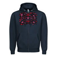 Navy valentines day leopard and heart background Zipper Hoodie - FaDigitalArtStudio