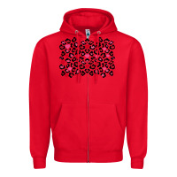 Red valentines day leopard and heart background Zipper Hoodie - FaDigitalArtStudio
