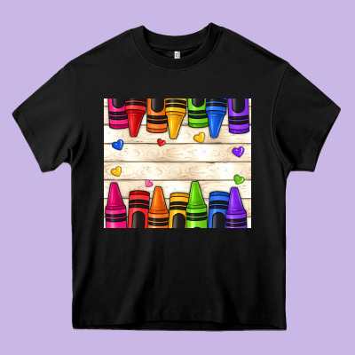Custom Teacher Name Crayons Heavy Core Tee Designed By Nancycooperartshop