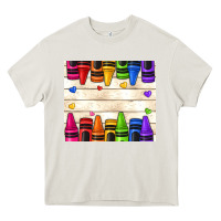 Cream custom teacher name crayons Heavy Core Tee - NancyCooperArtShop