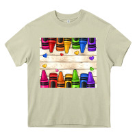 Mossy custom teacher name crayons Heavy Core Tee - NancyCooperArtShop