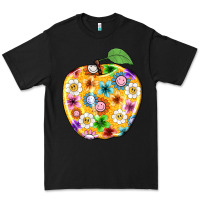 Black colorful flora apple teacher Premium Tee - NancyCooperArtShop
