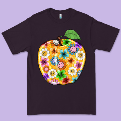 Colorful Flora Apple Teacher Premium Tee Designed By Nancycooperartshop