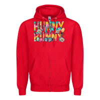 Red Hunny Bunny Easter Zipper Hoodie - BundleAndBundleShop