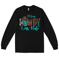Black Western More Howdy Less Hate Cowboy Hat Gemstone Long Sleeve Tee - HowdyJamesFarm
