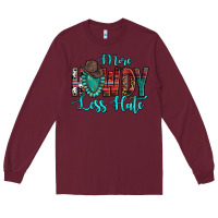 Burgundy Western More Howdy Less Hate Cowboy Hat Gemstone Long Sleeve Tee - HowdyJamesFarm