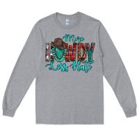 Heather Grey Western More Howdy Less Hate Cowboy Hat Gemstone Long Sleeve Tee - HowdyJamesFarm