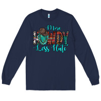 Navy Western More Howdy Less Hate Cowboy Hat Gemstone Long Sleeve Tee - HowdyJamesFarm