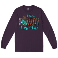 Plum Western More Howdy Less Hate Cowboy Hat Gemstone Long Sleeve Tee - HowdyJamesFarm