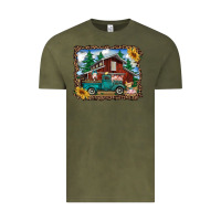 Vintage Olive western barn with farm animals Vintage Tee - RanaPortraitStore