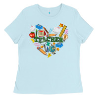 Baby Blue teacher heart Ladies Tee - NancyCooperArtShop