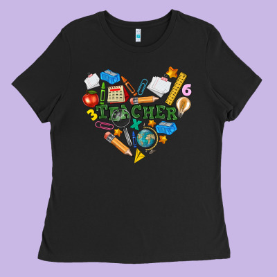 Teacher Heart Ladies Tee Designed By Nancycooperartshop