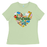 Matcha teacher heart Ladies Tee - NancyCooperArtShop